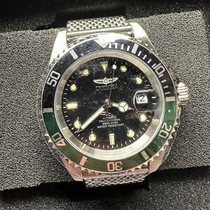 Brand New Invicta Black With Green and Silver Dive Watch GMT STYLE